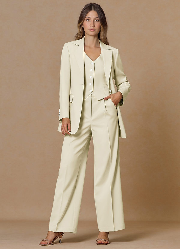 front Rowan Ivory Refined Weave Performance 3-Piece Suit