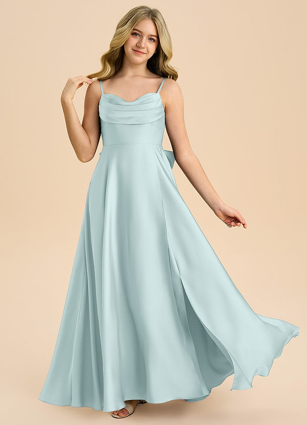 Azazie Bear Junior Mist A-Line Sweetheart Neckline Stretch Satin Dress image1