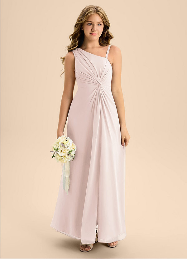 Azazie Brooke Junior Rose Petal A-Line Side Slit Chiffon Dress image1