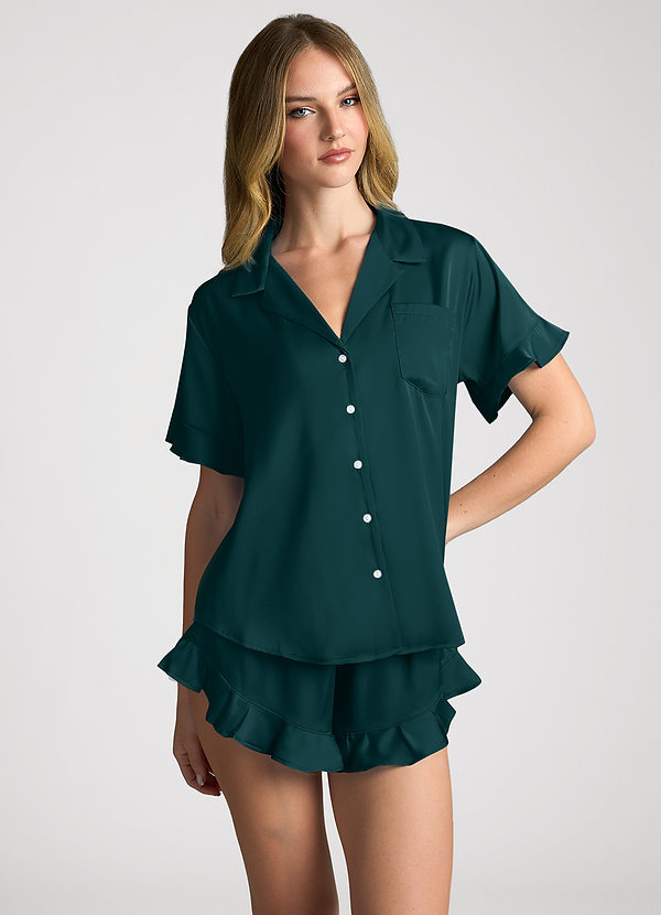 front Pino Pigiama a maniche corte con volant in tinta unita