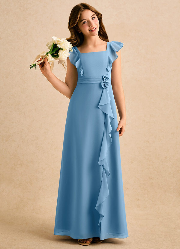 Azazie Soso Girls Formal Blommflicksklänningar Klä A-Line i Chiffong Plisserad image1