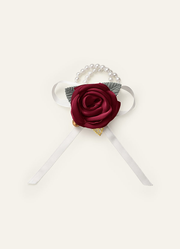 front Matching Color Stretch Satin Wrist Corsage