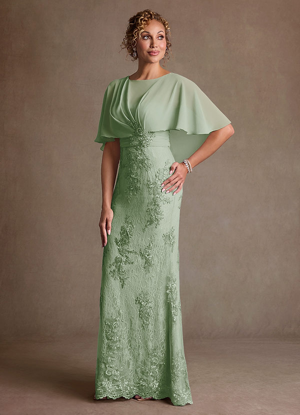 Azazie Amrita Abiti da Mamma Sposa Abito Sirena in Chiffon Pizzo Verde Salvia image1