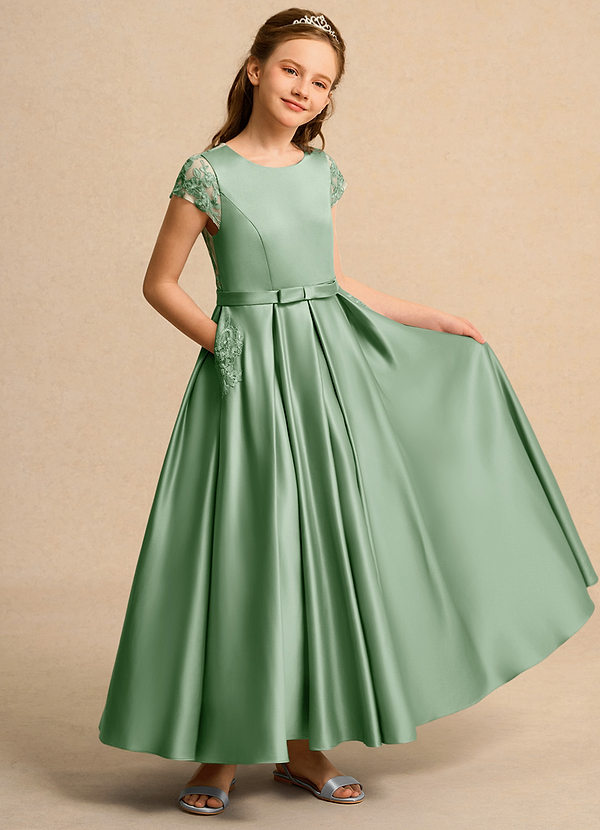Azazie Bunny Girls Formal Flower Girl Dresses Matcha Ball-Gown Lace Dress image1