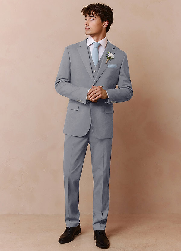 Savile Gris Costume 3 pièces en laine mélangée