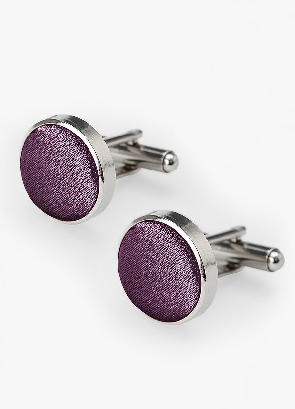 front Rounded Metallic Satin Cuff Links
