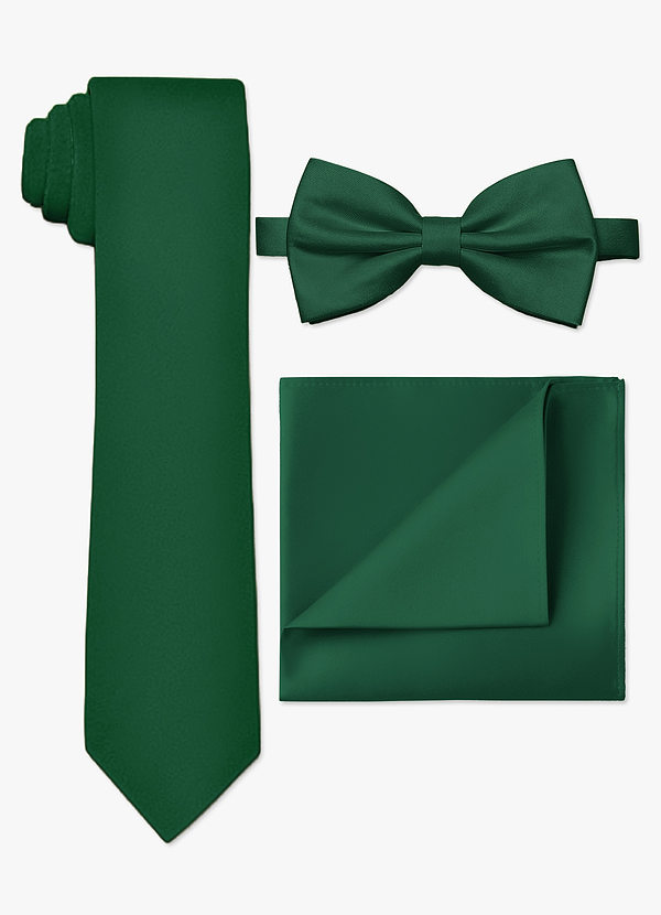 front Matte Satin Skinny Tie & Bow Tie & Pocket Square Set