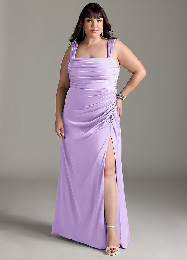 Azazie Jesaphine Bridesmaid Dresses Lilac Sheath Bow Stretch Satin Dress image1