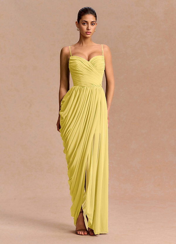 Adelinea Pastel Yellow Maxi Dress image1