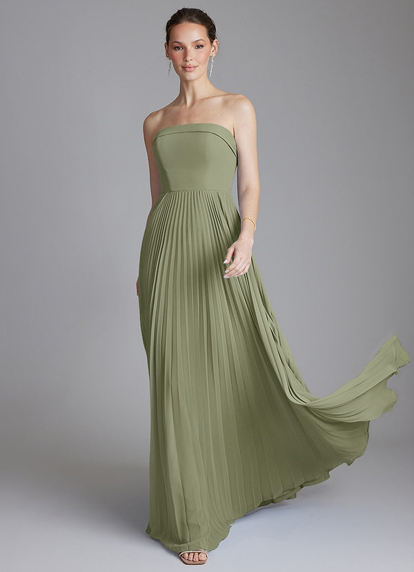 Azazie Mariana Bridesmaid Dresses Pistachio A-Line Strapless Chiffon Dress image1