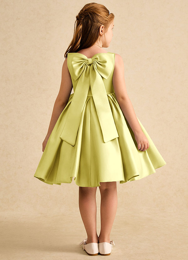 Azazie Jessie Flower Girl Dresses Lemon Sorbet A-Line Bow Matte Satin Dress image1