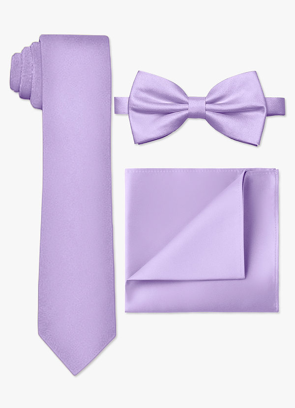 front Ensemble cravate fine, nœud papillon et pochette en satin mat