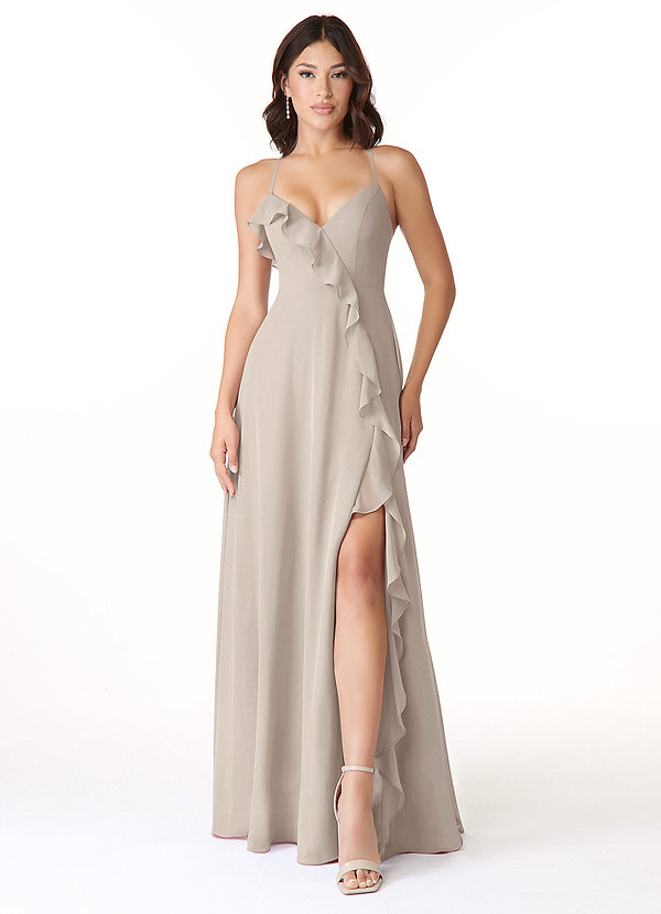 Azazie Tarni Bridesmaid Dresses A-Line Chiffon Floor-Length Dress image1
