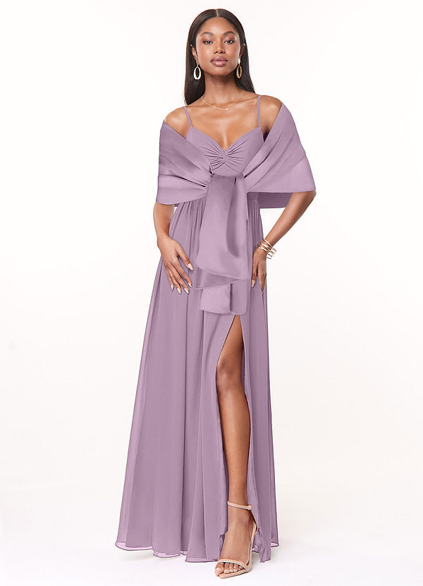 front Azazie Matching Color Aleena Matte Satin Shawl