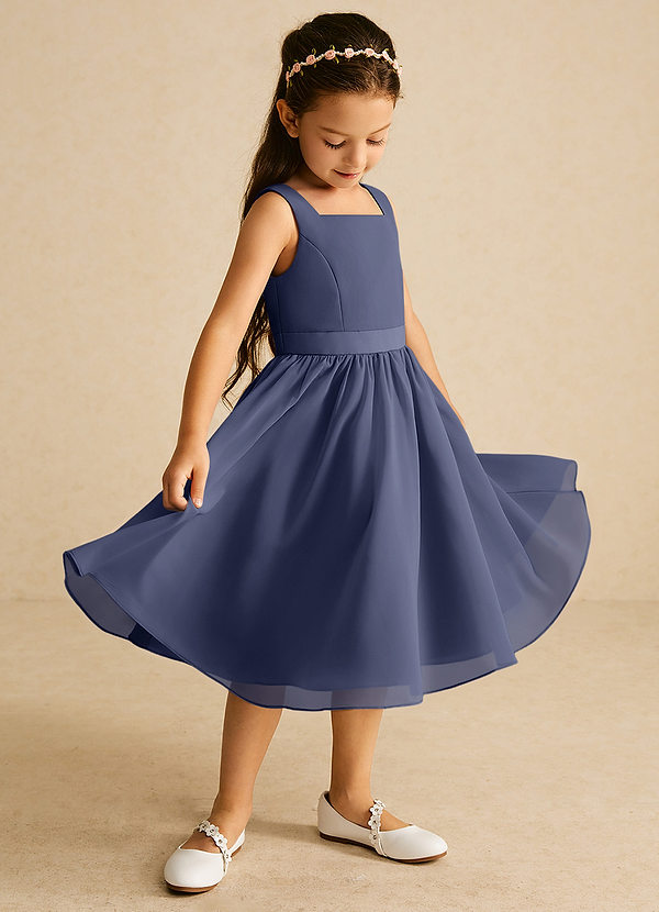 Azazie Ari Flower Girl Dresses Stormy A-Line Sleeveless Chiffon Dress image1