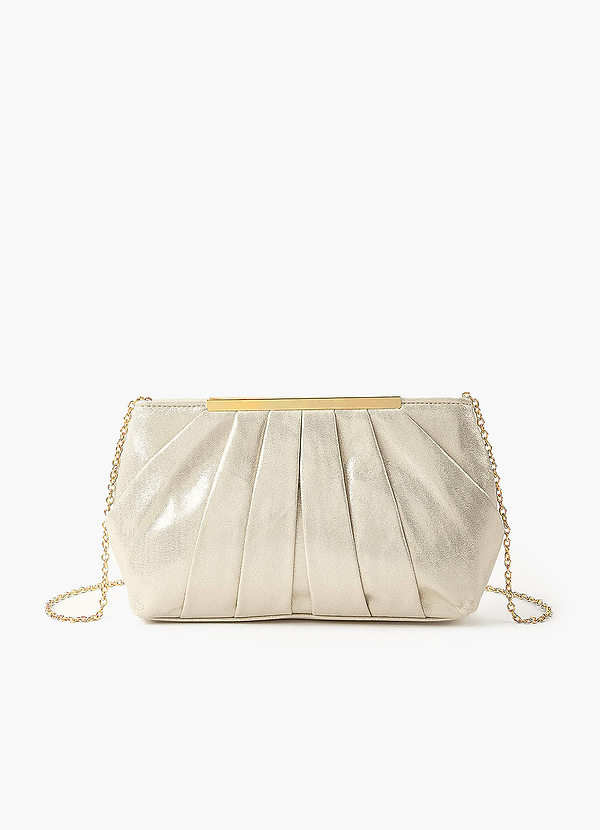 front Metallic Pleated Clutch