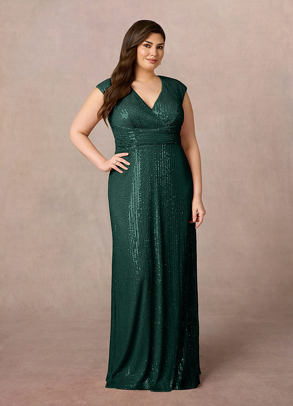 Cicinia Dark Green Mother Of The Bride Dress Plus Size Short Chiffon Knee Length A-line main image 1