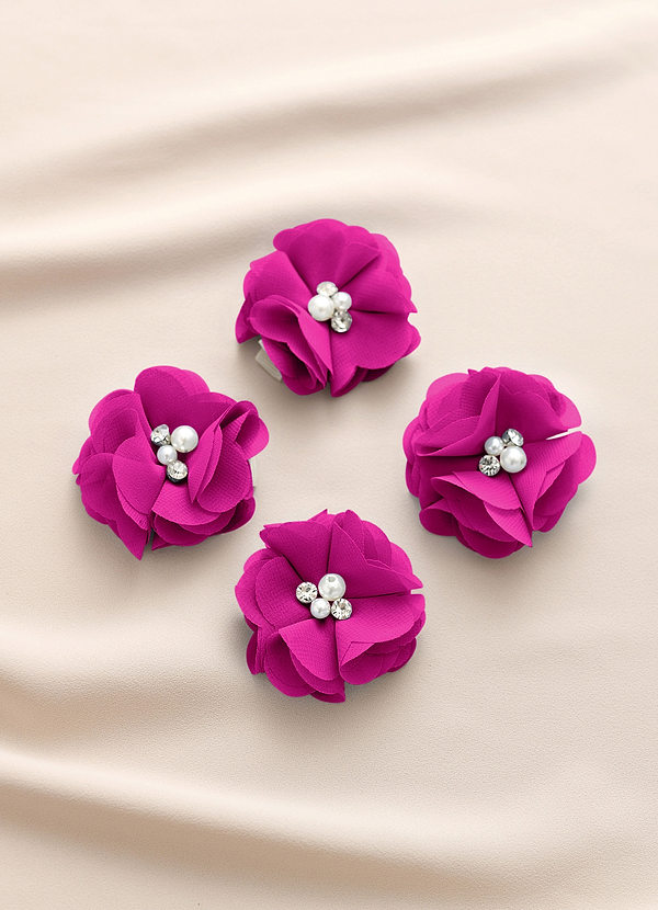 front Four-Piece Matching Color Chiffon Hair Clip Set