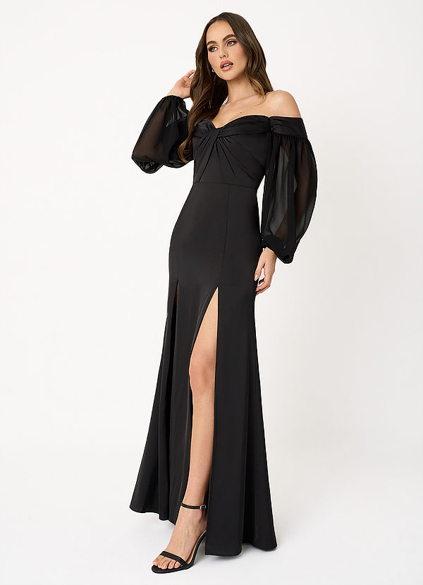 Maxine Black Off the Shoulder Maxi Dress image1