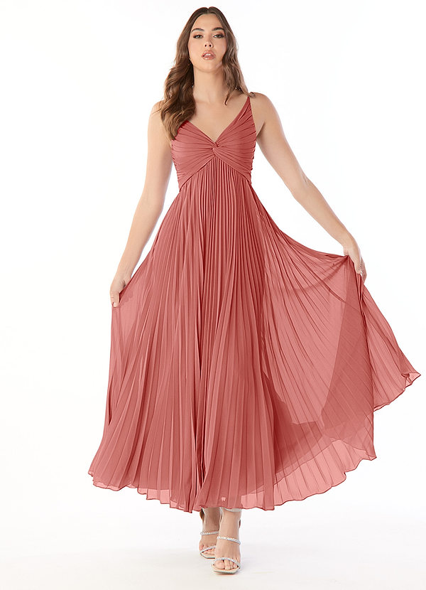 Azazie Raychelle Bridesmaid Dresses Antique Rose A-Line V-Neck Chiffon Dress image1