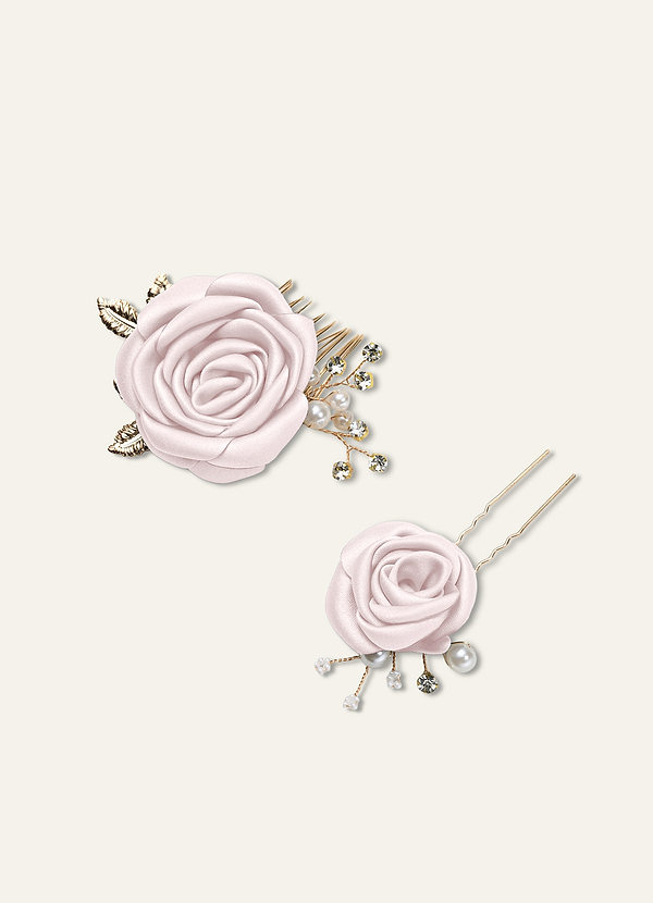 front Matching Color Matte Satin Rose Hairpin Set
