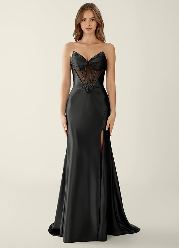 Theia Zwart V-hals korset zeemeerminnen galajurk image1