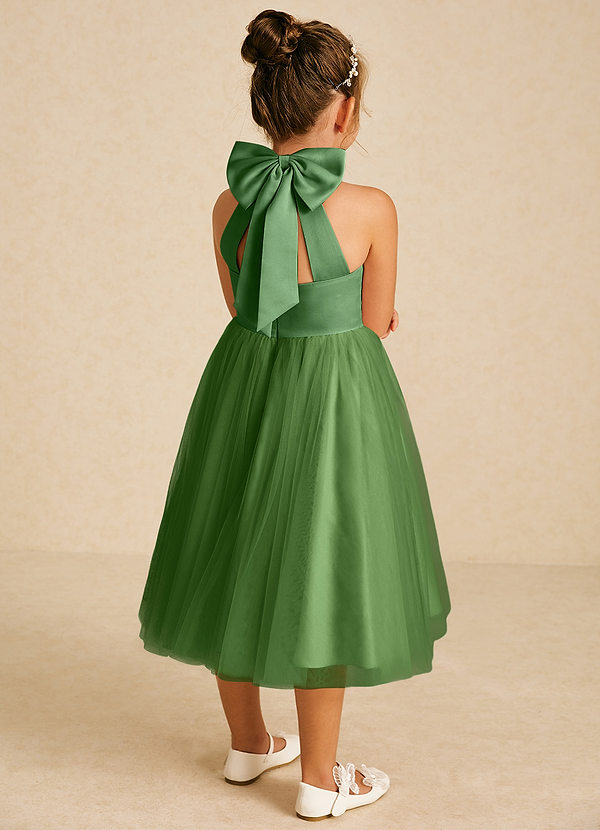 Azazie Dora Flower Girl Dresses Basil A-Line Bow Tulle Dress image1
