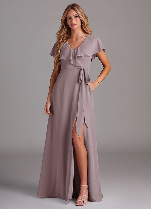 Azazie Lainey Bridesmaid Dresses Dusk A-Line with Pockets Chiffon Dress image1