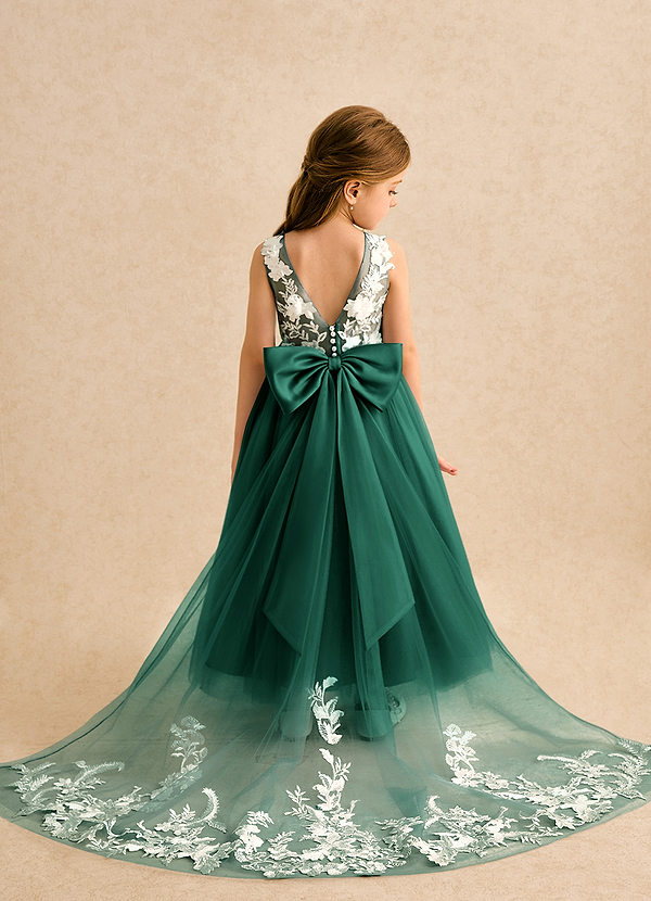 Azazie Mixie 플라워 걸 드레스 볼가운 레이스 발목 길이 드레스 image1