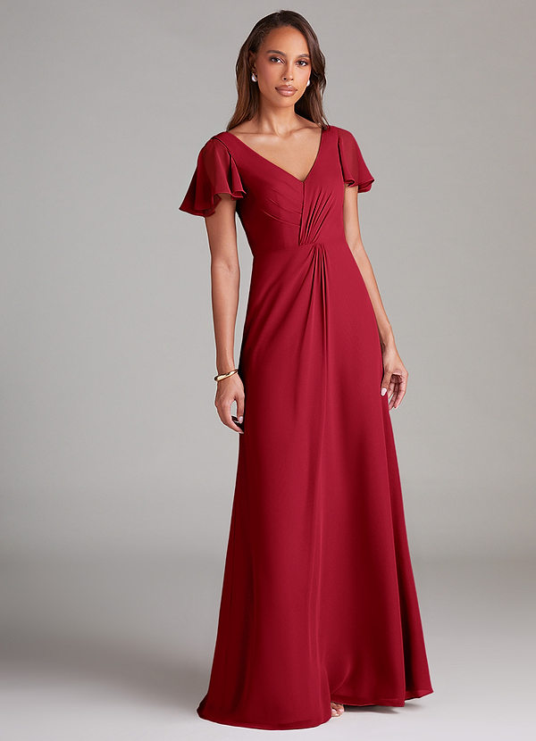 Azazie Soren Bridesmaid Dresses Scarlet A-Line Ruched Chiffon Dress image1