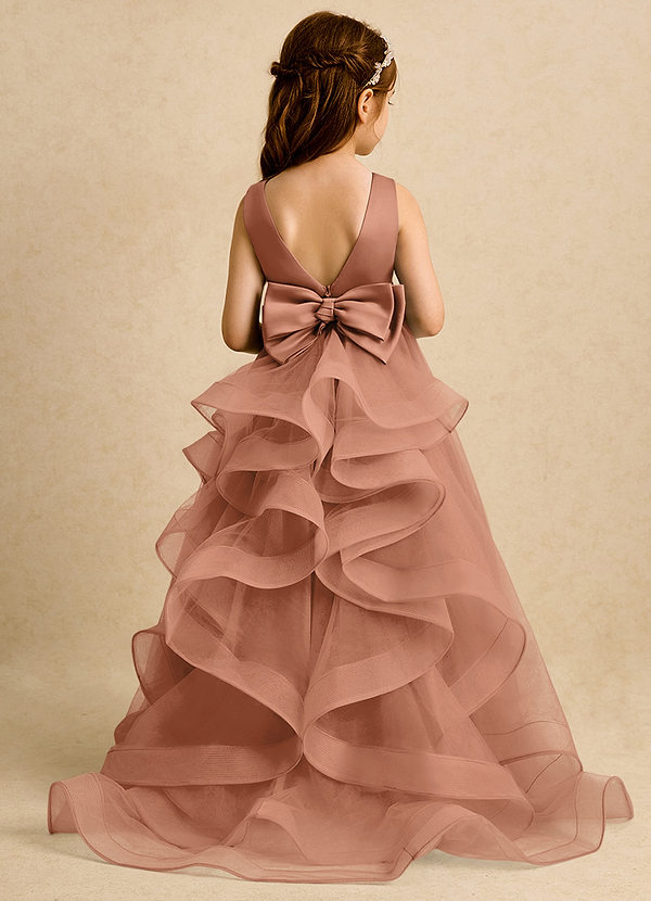 Azazie Lior Robes de Fillette d'Honneur Robe Princesse en Tulle Plissée Bronze image1