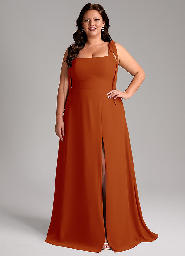 Azazie Debra Abiti da Damigella Abito Convertibile A-Line in Chiffon Con Tasche Paprika image1