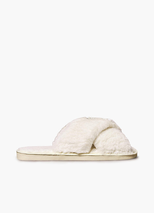 front Fuzzy Bride Slippers