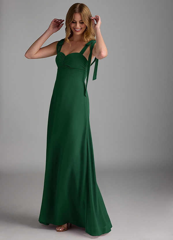 Azazie Lizet Bridesmaid Dresses Dark Green A-Line Sweetheart Neckline Chiffon Dress image1
