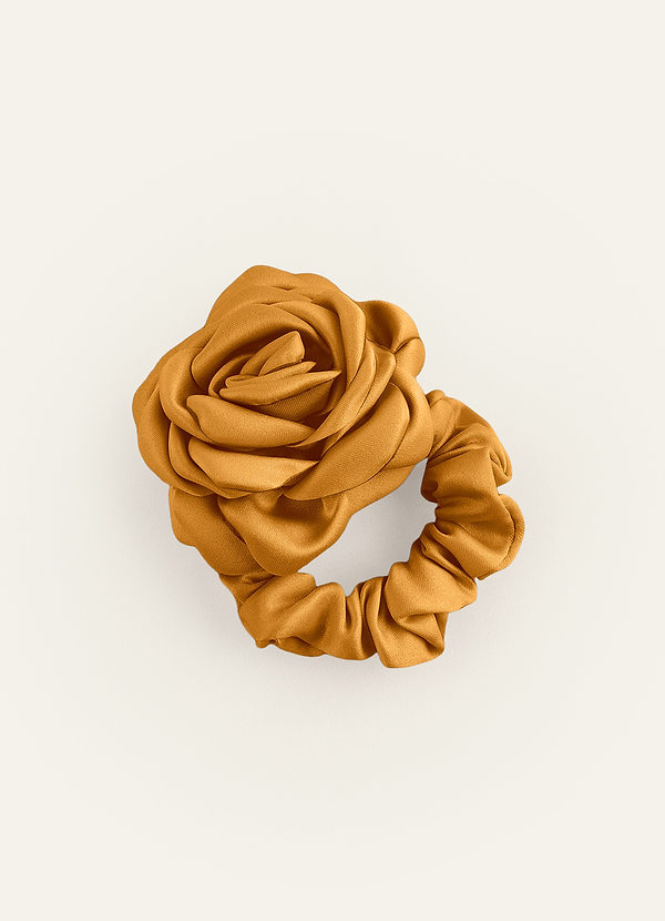 front Scrunchie in raso opaco rosa abbinato