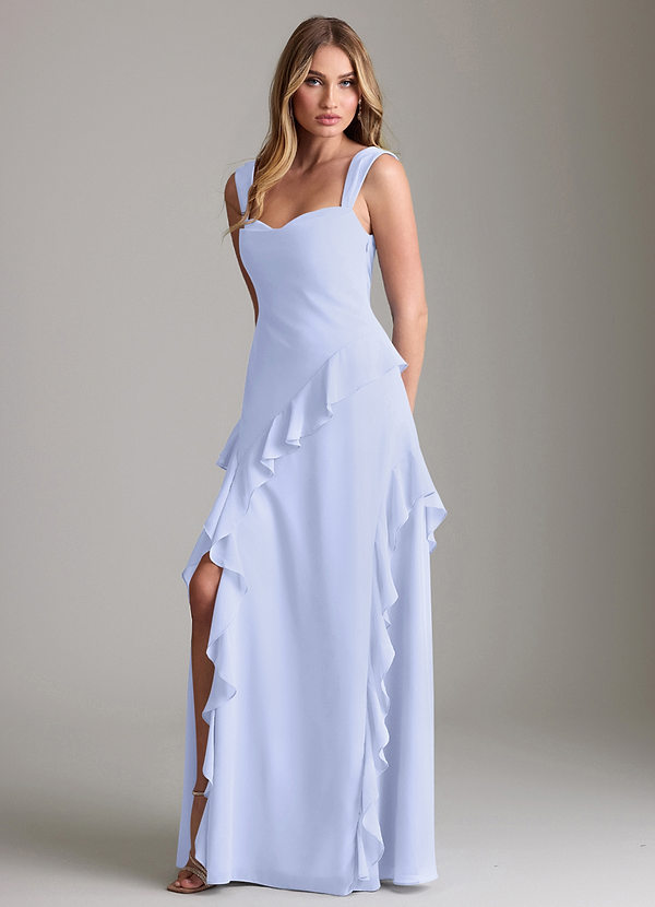 Azazie Sloane Vestidos Dama de Honor Vestido de Lavanda de Gasa de Corte en A con Escote de Corazón image1