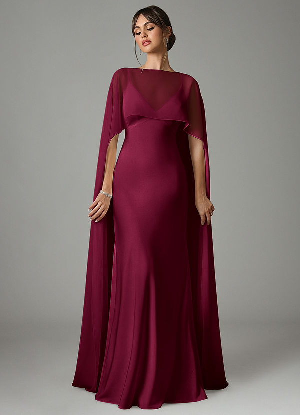 Azazie Stefania Brautjungfernkleider Eine Linie Stretch-Satin Kleid Burgunderrot image1