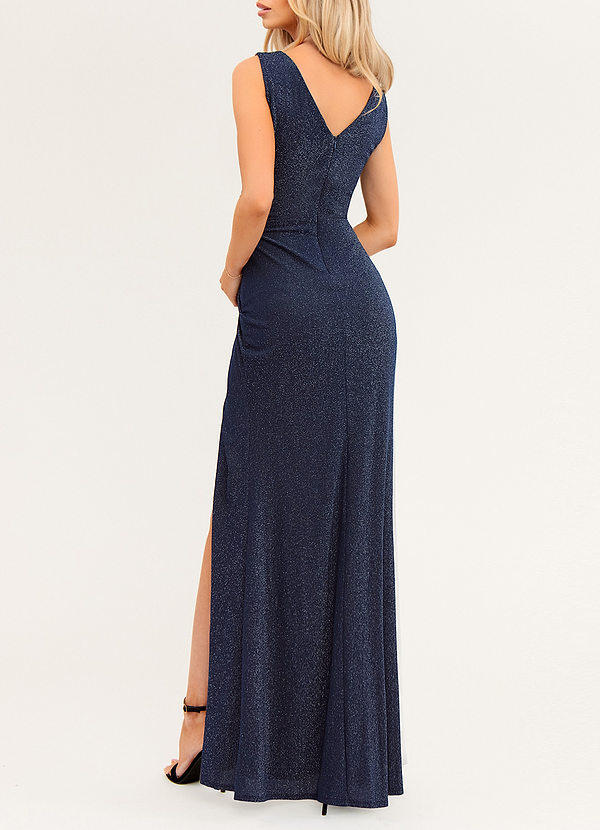 back Dreaming About You Navy Blue Sparkly Maxi Dress