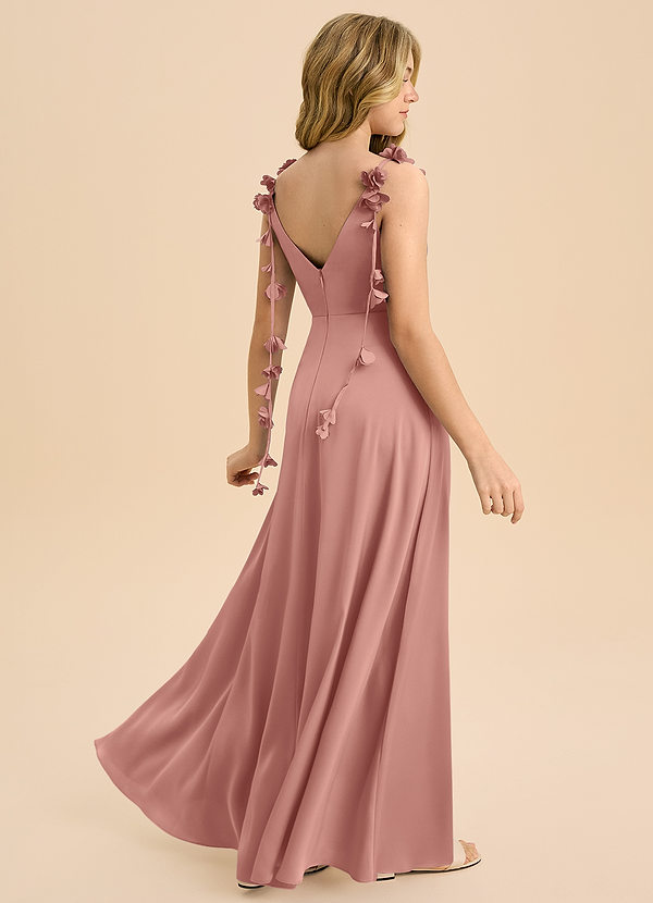 Azazie Gumdrop Junior Rosette Empire Pleated Stretch Satin Dress image1