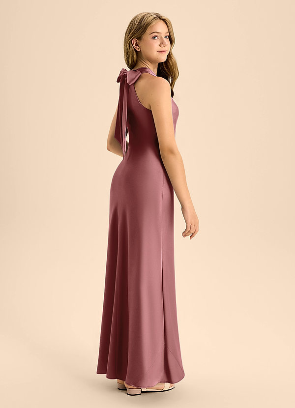 Azazie Doretta Junior Amethyst A-Line Pleated Stretch Satin Dress image1