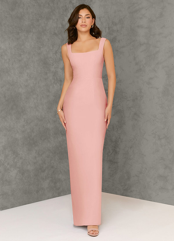 Azazie Flori Bridesmaid Dresses Rosette Sheath Square Neckline Chiffon Dress image1