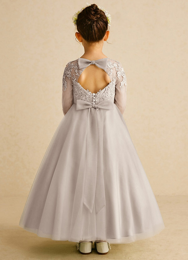 Azazie Precious Blumenkinder Kleider A-Linie Spitze Tüll Kleid Frost image1