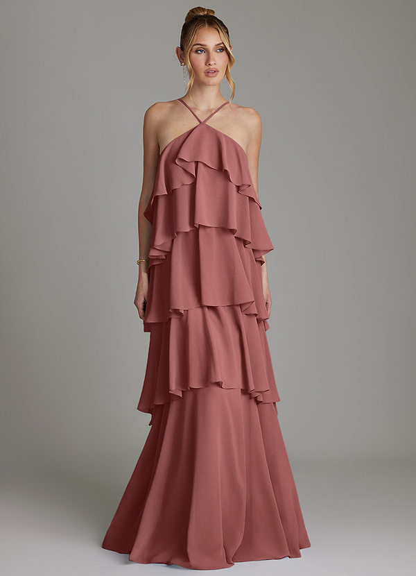 Azazie Deena Brudtärneklänningar Klä av A-Linje i Chiffong Rynkad Ametist image1