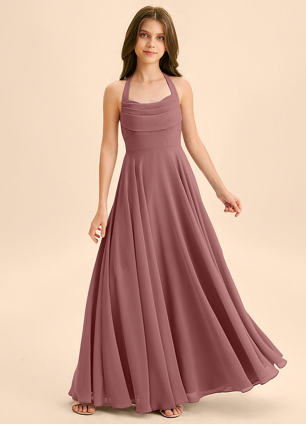 Azazie Kady Junior A-Linie Herzausschnitt Chiffon Kleid Wüstenrose image1