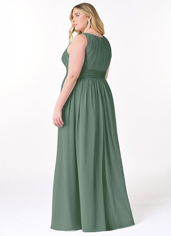 Azazie Harper Bridesmaid Dresses Eucalyptus A-Line Pleated Chiffon Dress image1