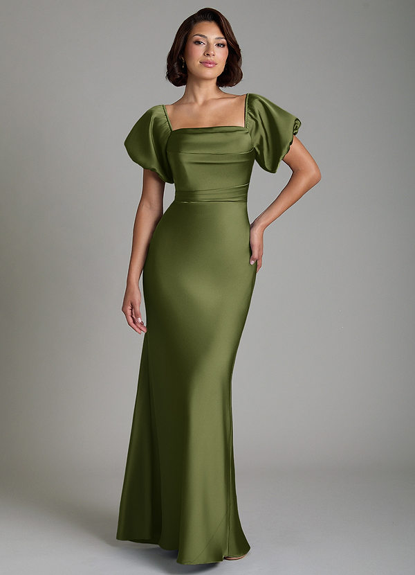 Lea Bridesmaid Dresses Olive Mermaid Off the Shoulder Stretch Satin Convertible Dress image1