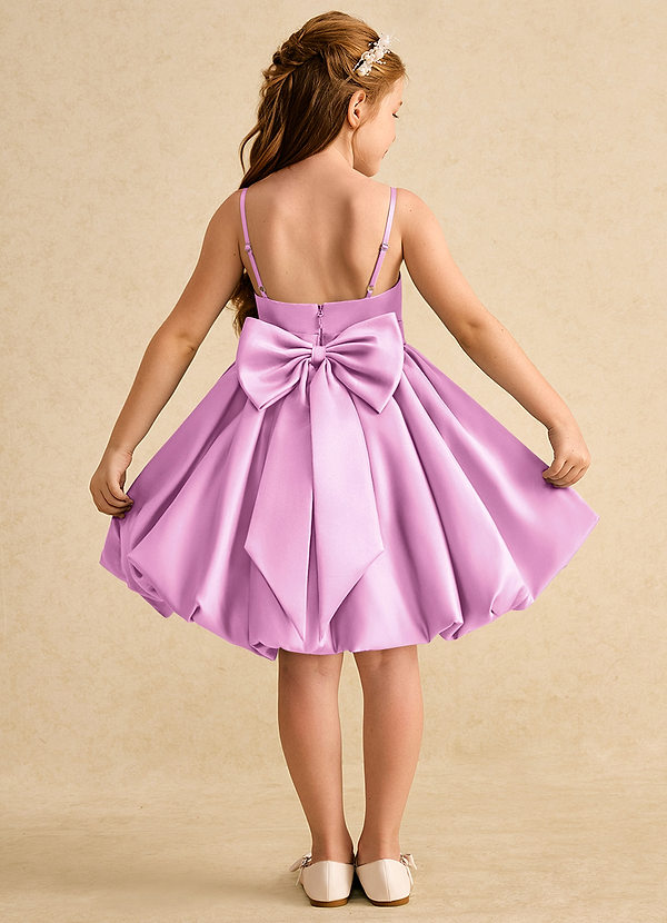 Azazie Davine Vestidos de Niña de Flores Vestido de Rosa Caramelo de Satin Mate de Corte En A con Tirante Espagueti image1