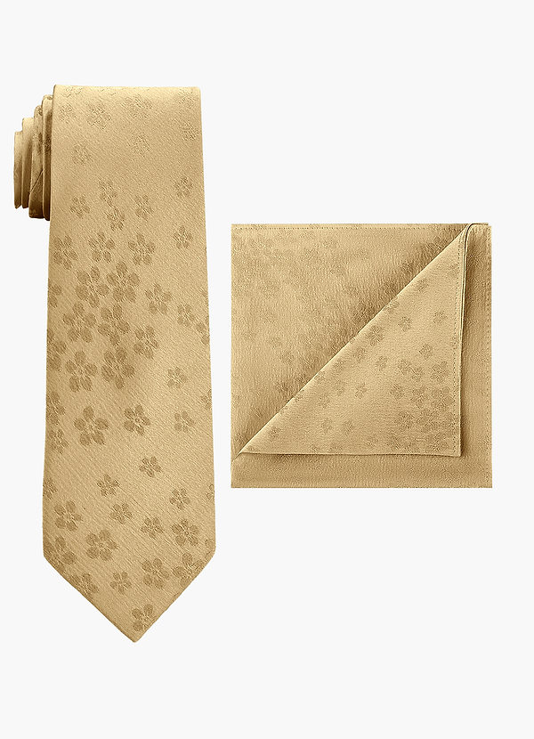 front Conjunto de corbata ancha y pañuelo de bolsillo en jacquard