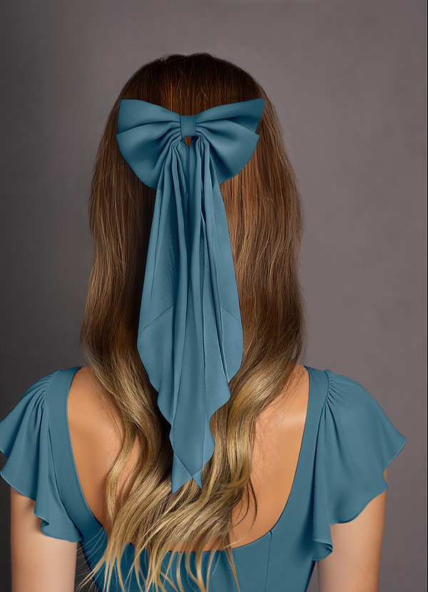 front Matching Color Chiffon Burnout Bow Hair Clip