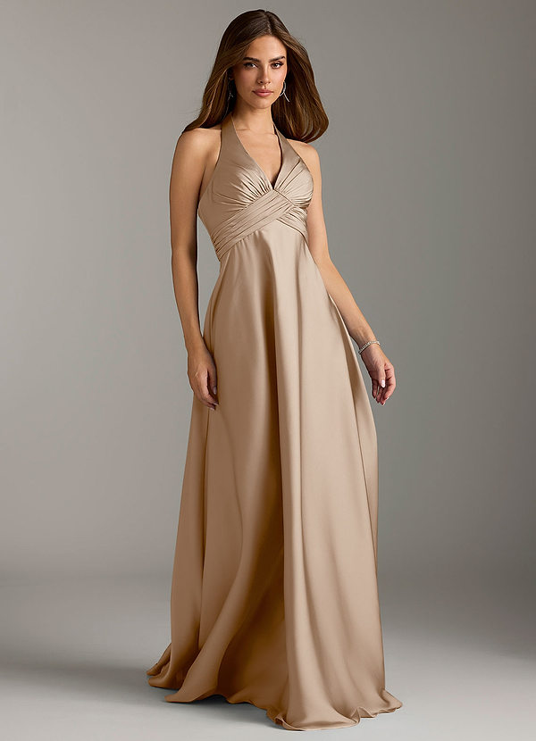 Tessie A-Line Pleated Stretch Satin Dress